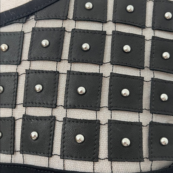 GRAYSE Kelly and Marie Gray 100% Lamb Leather Shell Dress Rivet Fringe XL NWOT - Picture 5 of 11